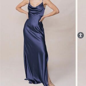 Revelry Skye Satin Dress - Indie Blue - 716